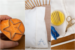 A composite image of DIY pillowcase craft projects to do with kids and families for bedroom decor. 